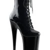Pleaser BEYOND-1020 Black Patent Ankle Boots Pole Shoes