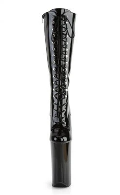 Pleaser BEYOND-2020 Black Patent Knee High Boots Pole Shoes