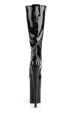 Pleaser BEYOND-2020 Black Patent Knee High Boots Pole Shoes