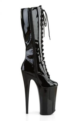 Pleaser BEYOND-2020 Black Patent Knee High Boots Pole Shoes