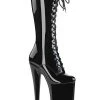 Pleaser BEYOND-2020 Black Patent Knee High Boots Pole Shoes
