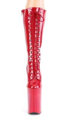 Pleaser BEYOND-2020 Red Patent Knee High Boots