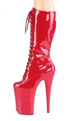Pleaser BEYOND-2020 Red Patent Knee High Boots