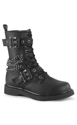 Demonia Shoes BOLT-250 Black Lace Up Chain Boots