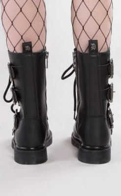 Demonia BOLT-265 Black Lace Up Buckle Boots Shoes