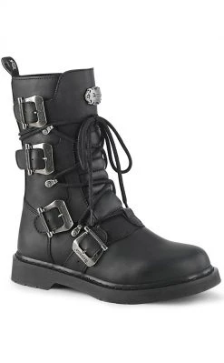 Demonia BOLT-265 Black Lace Up Buckle Boots Shoes