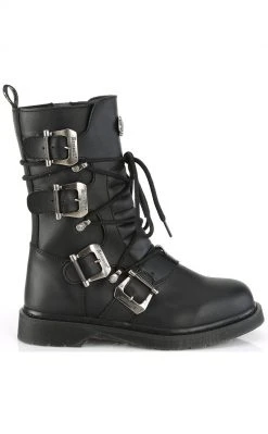Demonia BOLT-265 Black Lace Up Buckle Boots Shoes