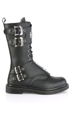 Demonia Shoes BOLT-345 Black Lace Up Mid Calf Boots