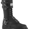 Demonia Shoes BOLT-345 Black Lace Up Mid Calf Boots