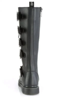 Demonia Shoes BOLT-425 Black Knee High Buckle Boots