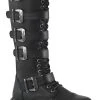Demonia Shoes BOLT-425 Black Knee High Buckle Boots