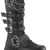 Demonia Shoes BOLT-450 Black Knee High Buckle Boots