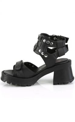 Demonia BRATTY-07 Black Chunky Heel Sandals Shoes