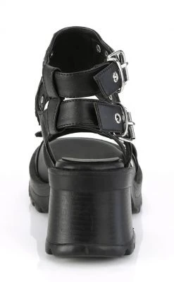 Demonia BRATTY-07 Black Chunky Heel Sandals Shoes