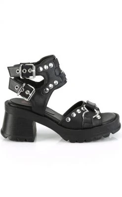 Demonia BRATTY-07 Black Chunky Heel Sandals Shoes