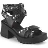 Demonia BRATTY-07 Black Chunky Heel Sandals Shoes