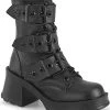 Demonia Shoes BRATTY-118 Black Buckled Combat Ankle Boots
