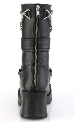 Demonia Shoes BRATTY-120 Black Chain Mid-Calf Boots