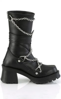 Demonia Shoes BRATTY-120 Black Chain Mid-Calf Boots