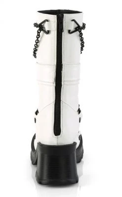 Demonia Shoes BRATTY-120 White Chain Mid-Calf Boots