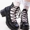 Demonia BRATTY-32 Black Lace Up Ankle Bootie