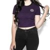 BlackCraft Believe In Yourself Striped Women's Crop Tee | Purple Clothing