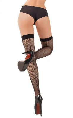 Starline Black Backseam Fishnet Thigh Highs Clothing