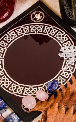 Homewares Black Glass Scrying Mirror