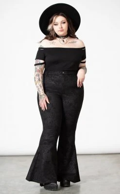Killstar Black Lily Bell Bottoms