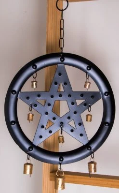 TB Home & Gifts Black Pentagram Wind Chime