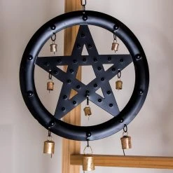 TB Home & Gifts Black Pentagram Wind Chime
