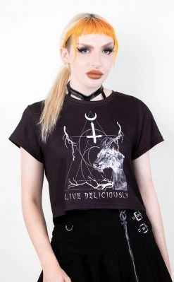 Tragic Beautiful Clothing Black Phillip Crop Tee
