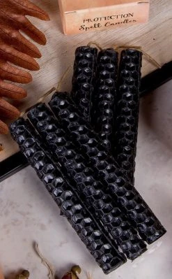 Black Protection Beeswax Spell Candles Witchcraft