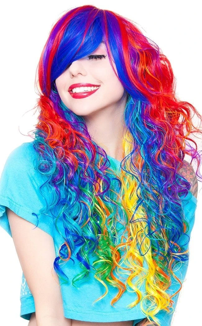 Rockstar Wigs Bright Rainbow Rock Long Curly Wig Beauty 4 Rockstar Wigs Bright Rainbow Rock Long Curly Wig Beauty