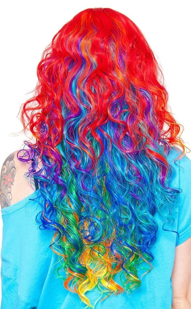 Rockstar Wigs Bright Rainbow Rock Long Curly Wig Beauty 5 Rockstar Wigs Bright Rainbow Rock Long Curly Wig Beauty
