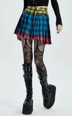 Punk Rave Bright Stuff Tartan Skirt Clothing