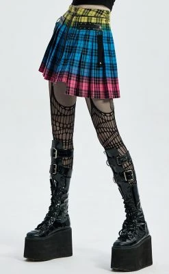 Punk Rave Bright Stuff Tartan Skirt Clothing