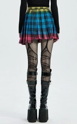 Punk Rave Bright Stuff Tartan Skirt Clothing