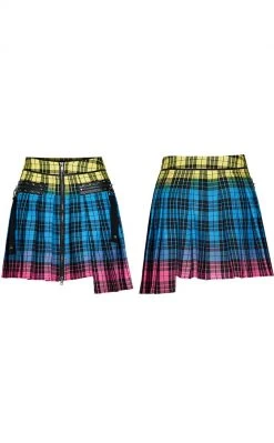 Punk Rave Bright Stuff Tartan Skirt Clothing