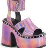 Demonia CAMEL-102 Pink Holo Platform Slides