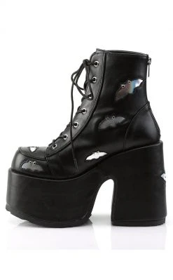 Demonia CAMEL-201 Black Hologram Bat Boots Shoes