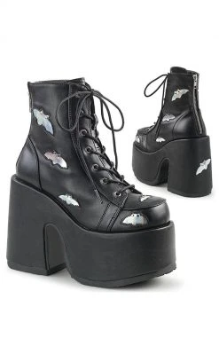 Demonia CAMEL-201 Black Hologram Bat Boots Shoes