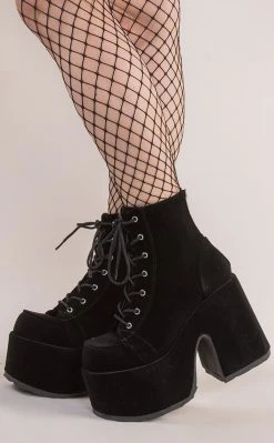 Demonia CAMEL-203 Black Velvet Boots (Au Stock) 11 Demonia CAMEL-203 Black Velvet Boots (Au Stock)
