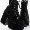 Demonia Shoes CAMEL-203 Black Velvet Boots
