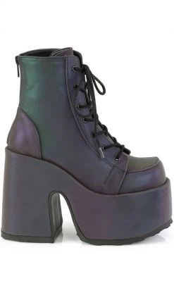 Demonia CAMEL-203 Green Multi Reflective Ankle Boots