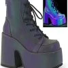 Demonia CAMEL-203 Green Multi Reflective Ankle Boots