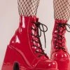 Demonia CAMEL-203 Red Patent Ankle Boots Shoes