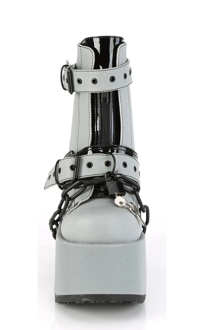 Demonia CAMEL-205 Grey Reflective Platform Boots Shoes 4 Demonia CAMEL-205 Grey Reflective Platform Boots Shoes