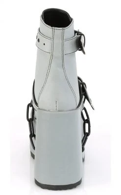 Demonia CAMEL-205 Grey Reflective Platform Boots Shoes 10 Demonia CAMEL-205 Grey Reflective Platform Boots Shoes
