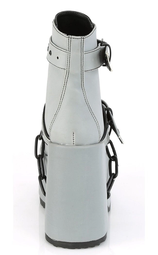 Demonia CAMEL-205 Grey Reflective Platform Boots Shoes 6 Demonia CAMEL-205 Grey Reflective Platform Boots Shoes